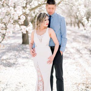 White Lace Cut Mermaid Dress